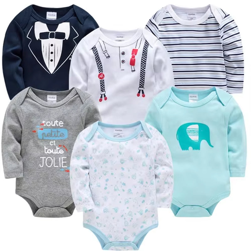 6 PCS 3 PCS Baby Boys Girls Bodysuit Long Sleeve 100% Cotton Baby Clothes 0-12 Months Newborn Body Bebe Jumpsuit Clothing
