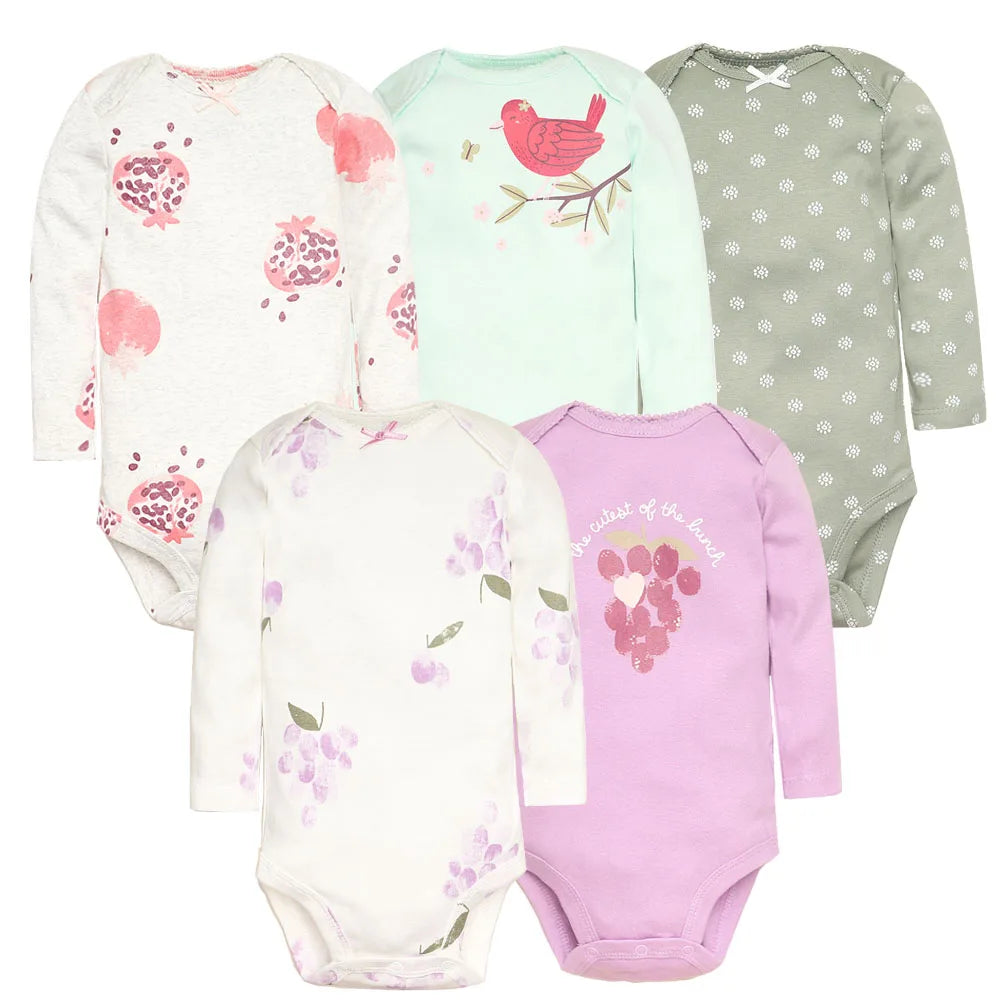 5Pcs/Lot Baby Bodysuits High Quality Uniesx Newborn Baby Clothes 100% Cotton Baby Clothing Set Infant Bebe Baby Boy Girl Clothes