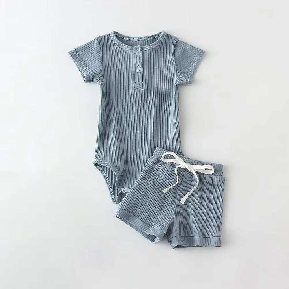 2Pcs Summer Baby Boy Clothing Sets Short Sleeve Bodysuit + Shorts Fashion Newborn Baby Clothes