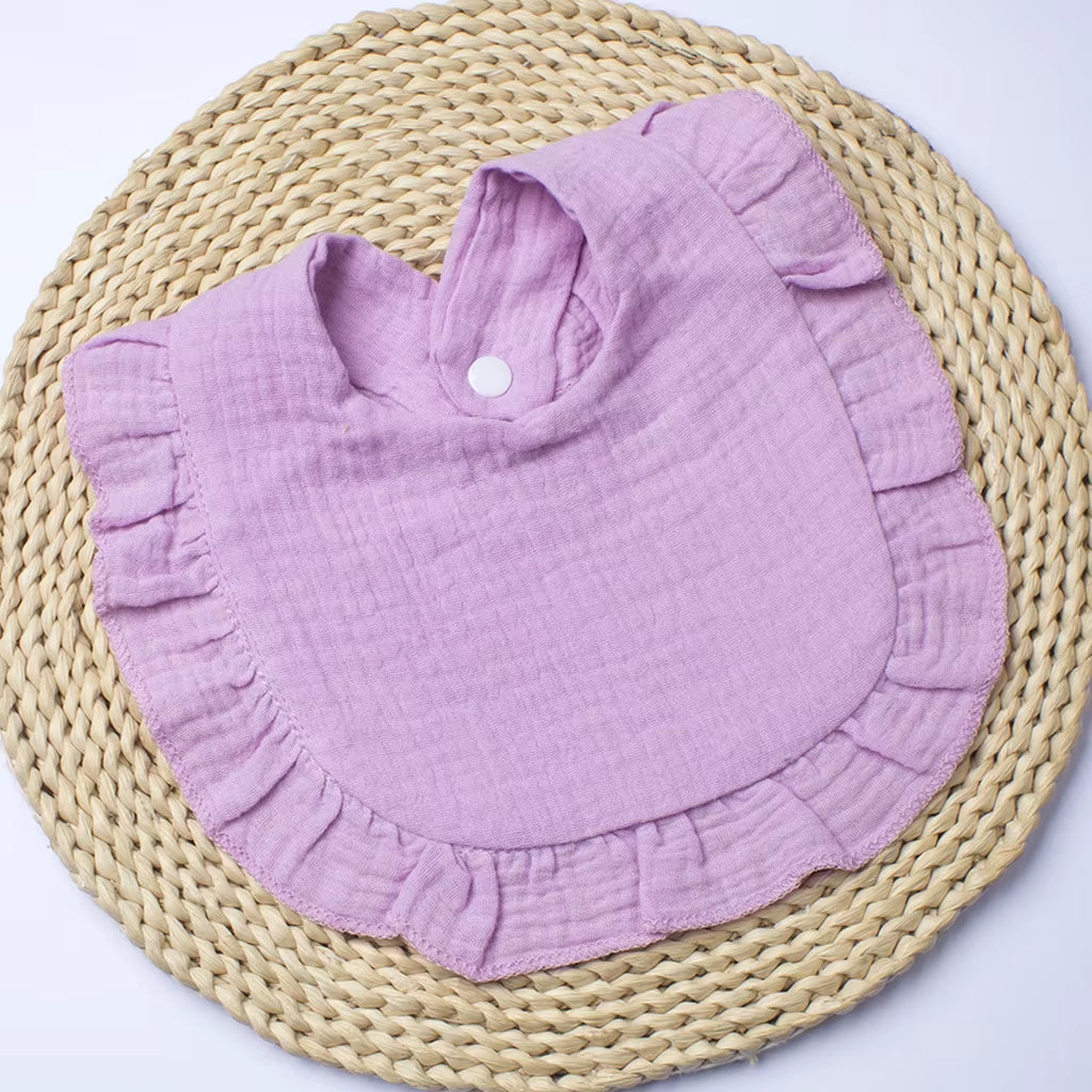 Gauze Bib for Boys Girls Pure Cotton Candy Colored Comfortable Saliva Bib Baby Solid Colored Lace Saliva Towel Baby Products