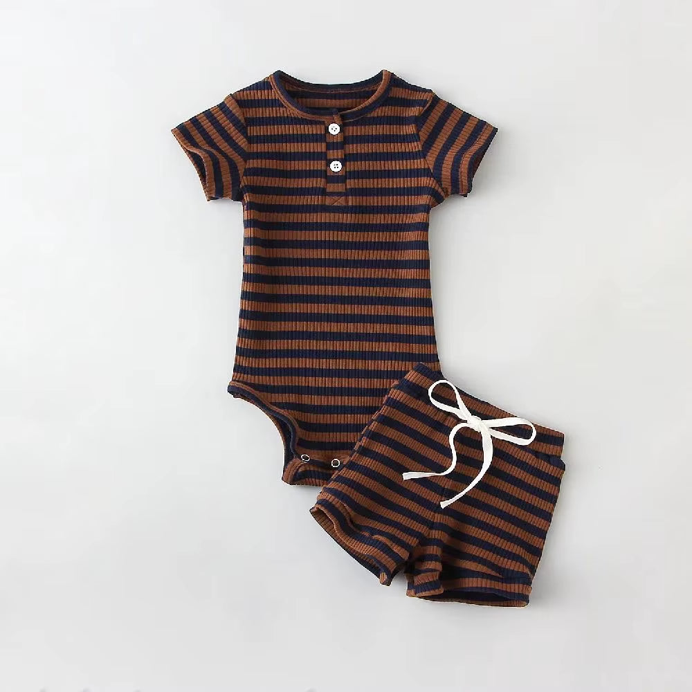 2Pcs Summer Baby Boy Clothing Sets Short Sleeve Bodysuit + Shorts Fashion Newborn Baby Clothes