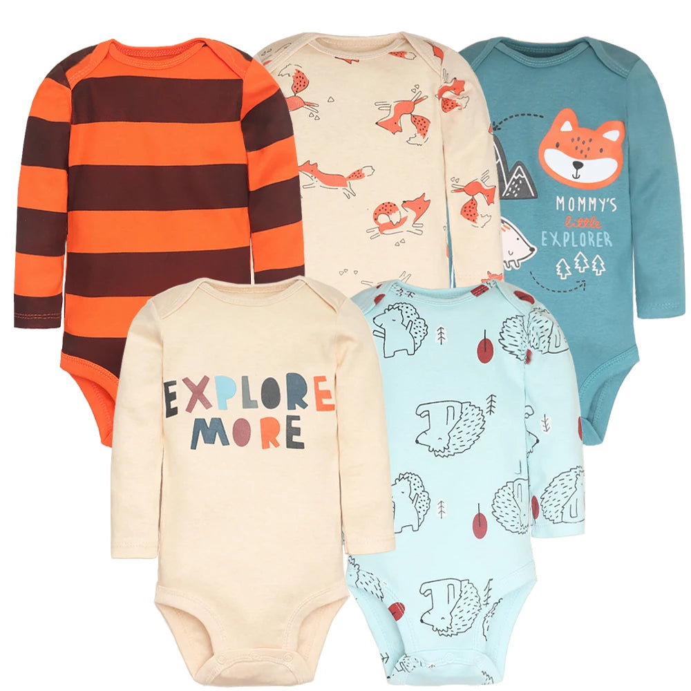 5Pcs/Lot Baby Bodysuits High Quality Uniesx Newborn Baby Clothes 100% Cotton Baby Clothing Set Infant Bebe Baby Boy Girl Clothes