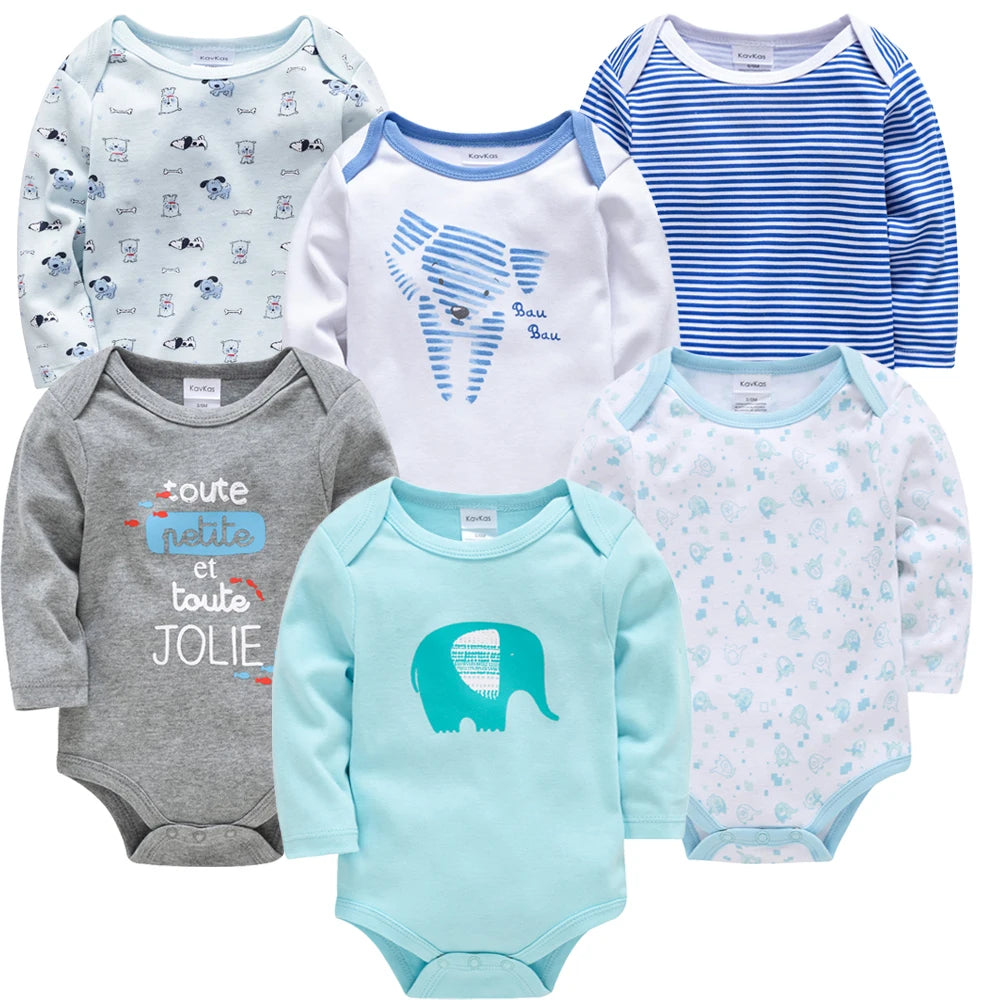 6 PCS 3 PCS Baby Boys Girls Bodysuit Long Sleeve 100% Cotton Baby Clothes 0-12 Months Newborn Body Bebe Jumpsuit Clothing