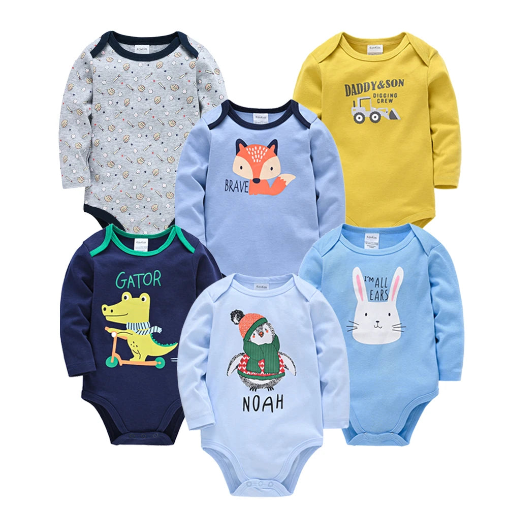 6 PCS 3 PCS Baby Boys Girls Bodysuit Long Sleeve 100% Cotton Baby Clothes 0-12 Months Newborn Body Bebe Jumpsuit Clothing
