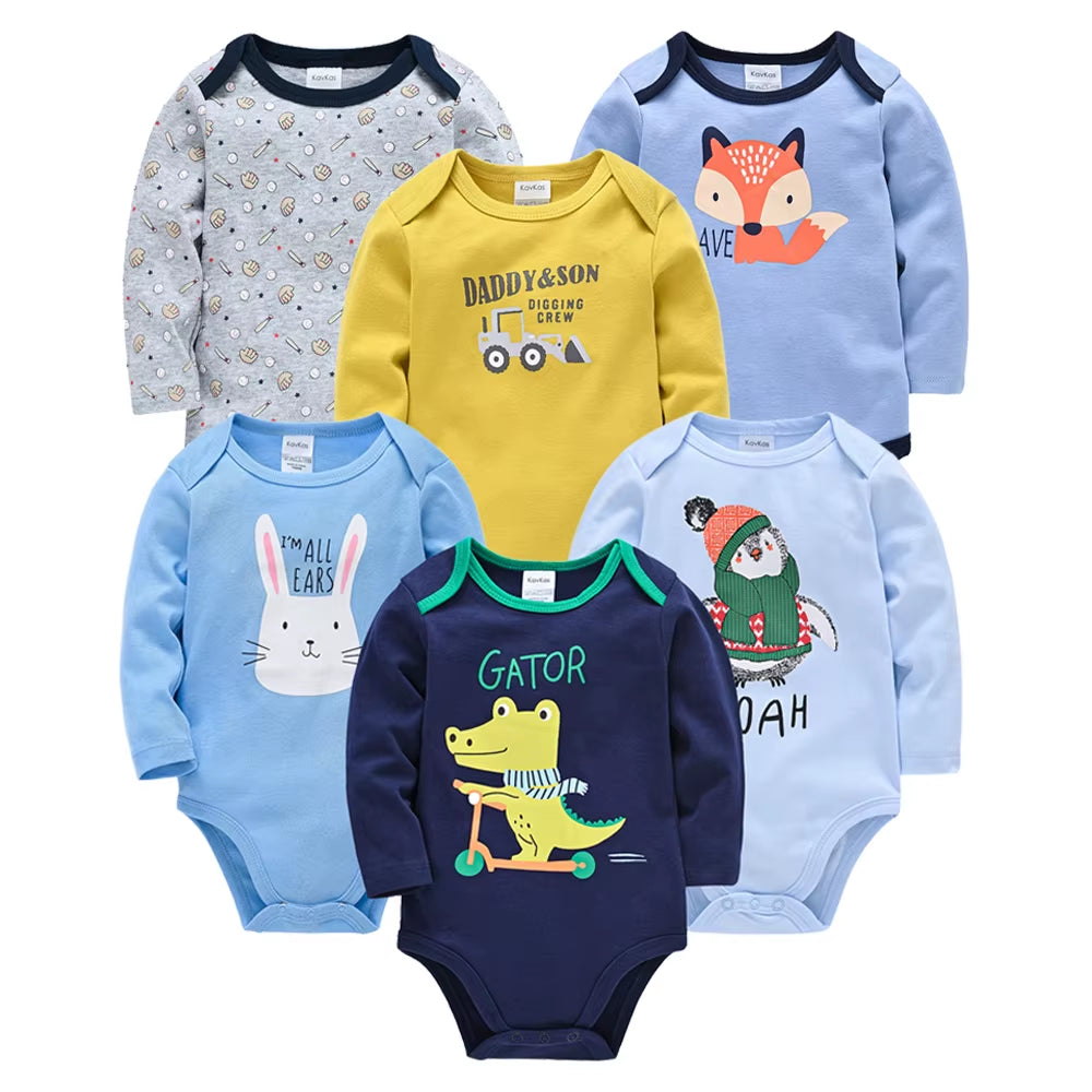 6 PCS 3 PCS Baby Boys Girls Bodysuit Long Sleeve 100% Cotton Baby Clothes 0-12 Months Newborn Body Bebe Jumpsuit Clothing
