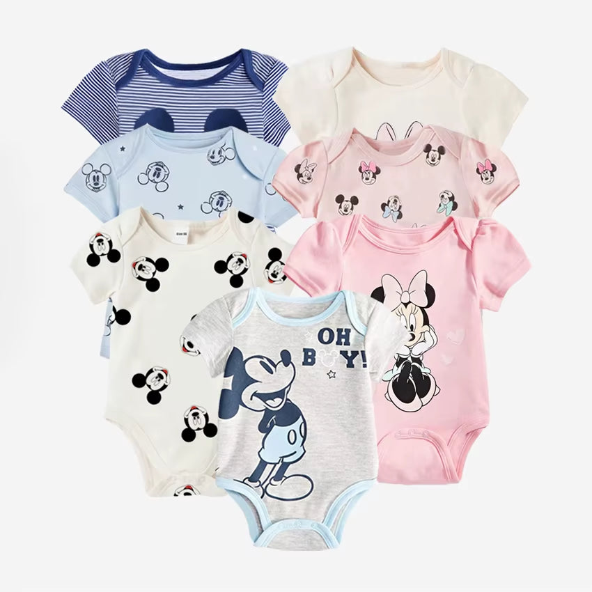 Summer Baby Bodysuit Mickey and Minnie Newborn Baby Clothes Button Design Baby One-Piece for 0-24 Months Baby Boy Girl Clothes