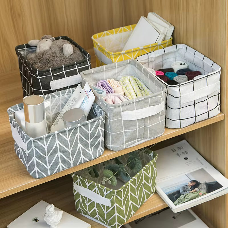 Linen Fabric Storage Basket Large-Capacity Household Finishing Storage Basket Laundry Bag Perfect for Home Storage Organization