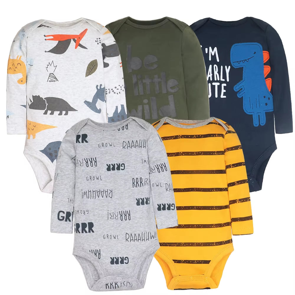 5Pcs/Lot Baby Bodysuits High Quality Uniesx Newborn Baby Clothes 100% Cotton Baby Clothing Set Infant Bebe Baby Boy Girl Clothes