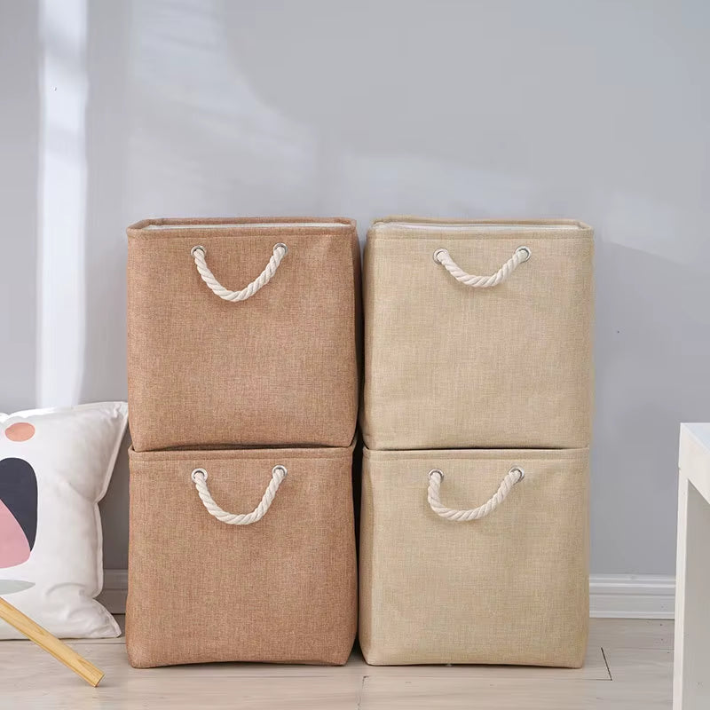 Linen Fabric Storage Basket Large-Capacity Household Finishing Storage Basket Laundry Bag Perfect for Home Storage Organization