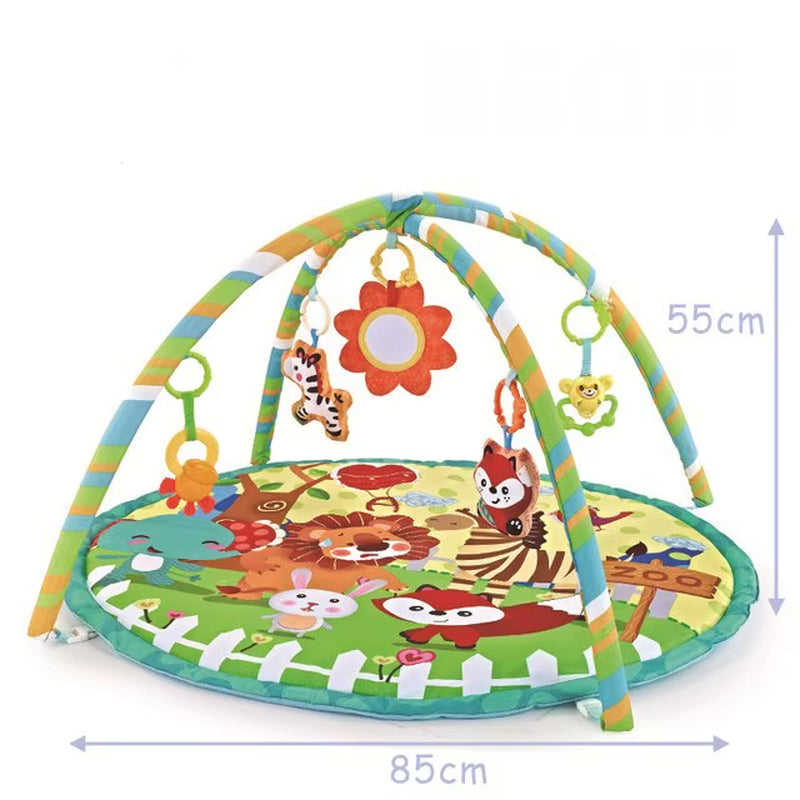 Baby Play Gym Play Mat Tummy Time Fitness Frame Activity Rack with 5 Detachable Toys Newborn Sensory Skill Development Kids Rug