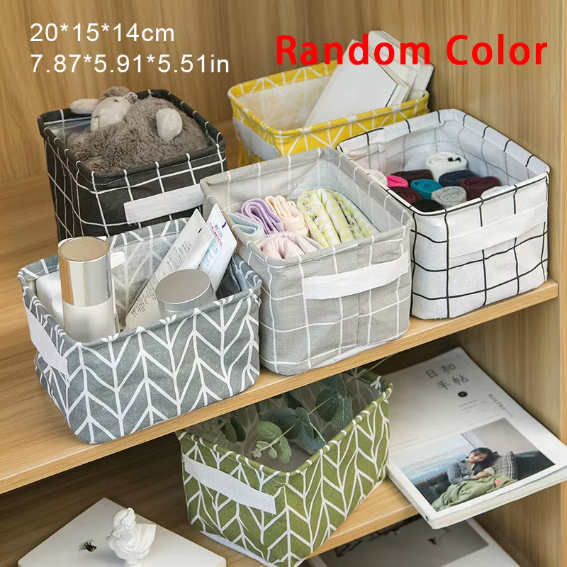 Linen Fabric Storage Basket Large-Capacity Household Finishing Storage Basket Laundry Bag Perfect for Home Storage Organization