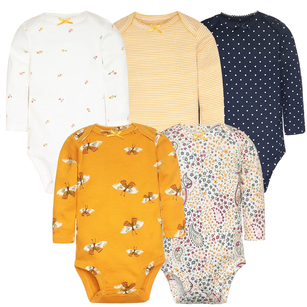5Pcs/Lot Baby Bodysuits High Quality Uniesx Newborn Baby Clothes 100% Cotton Baby Clothing Set Infant Bebe Baby Boy Girl Clothes