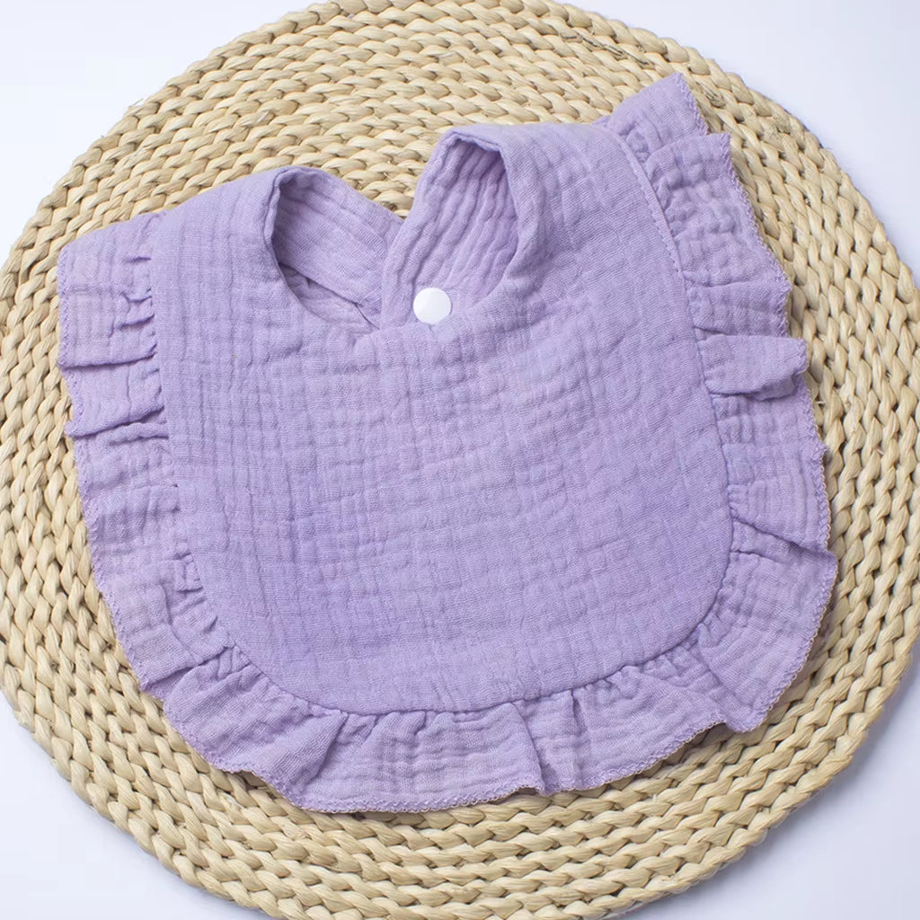 Gauze Bib for Boys Girls Pure Cotton Candy Colored Comfortable Saliva Bib Baby Solid Colored Lace Saliva Towel Baby Products
