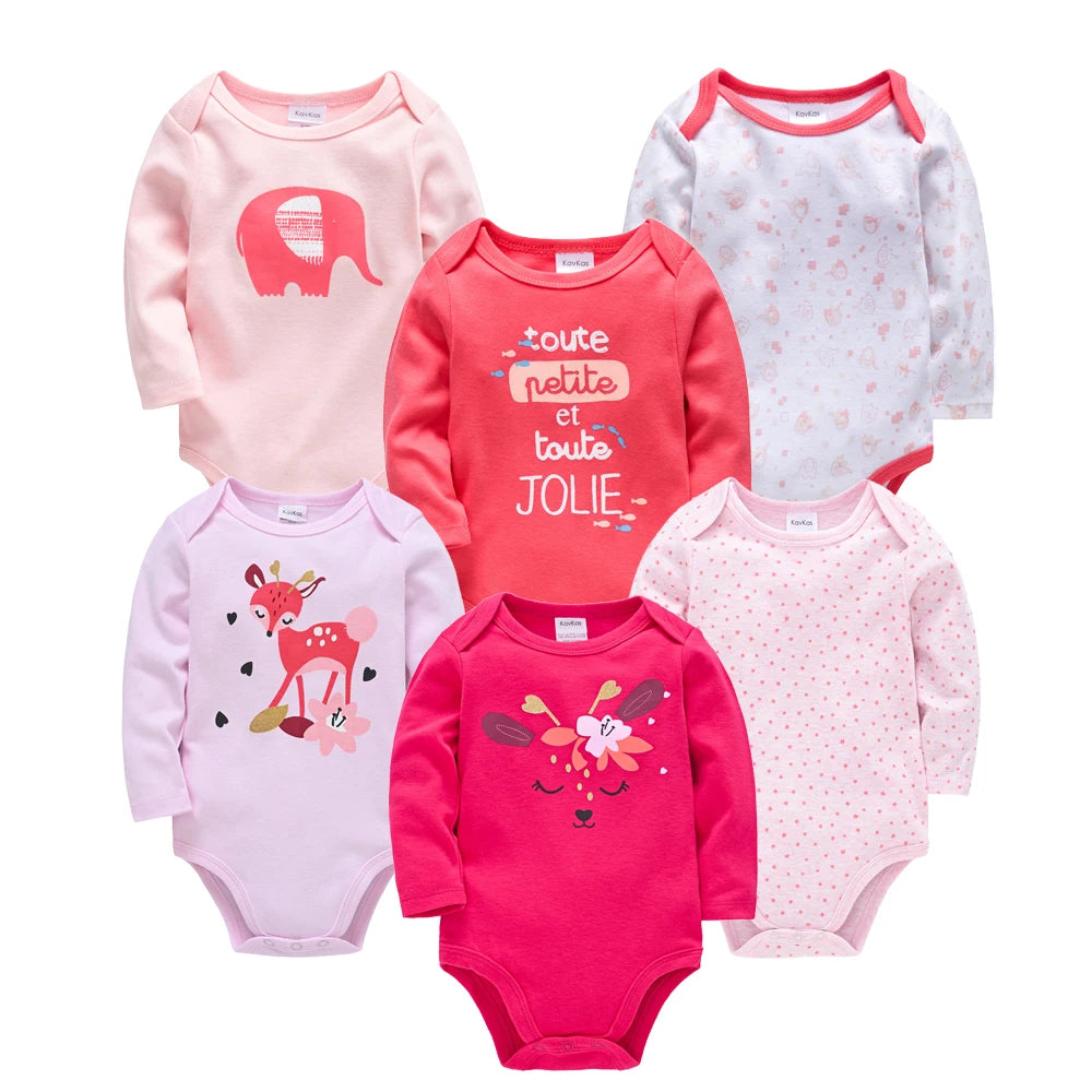 6 PCS 3 PCS Baby Boys Girls Bodysuit Long Sleeve 100% Cotton Baby Clothes 0-12 Months Newborn Body Bebe Jumpsuit Clothing