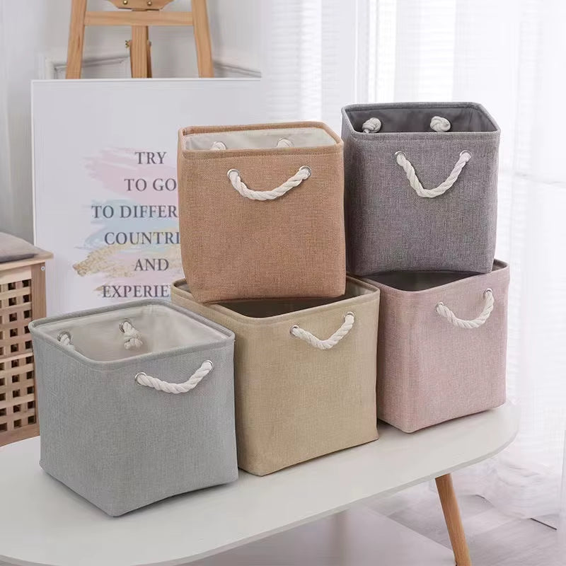 Linen Fabric Storage Basket Large-Capacity Household Finishing Storage Basket Laundry Bag Perfect for Home Storage Organization
