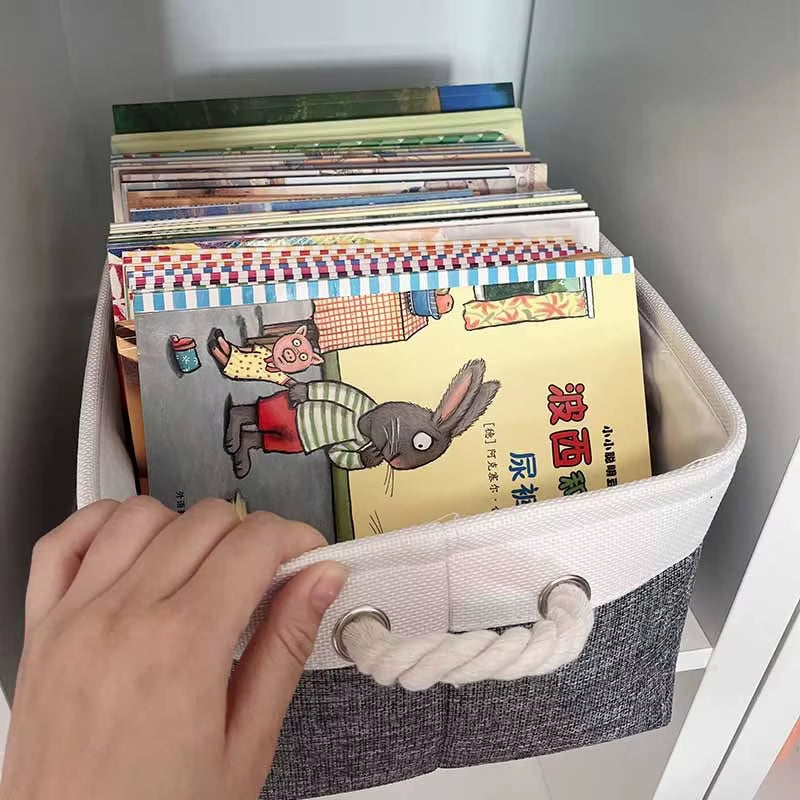 Linen Fabric Storage Basket Large-Capacity Household Finishing Storage Basket Laundry Bag Perfect for Home Storage Organization