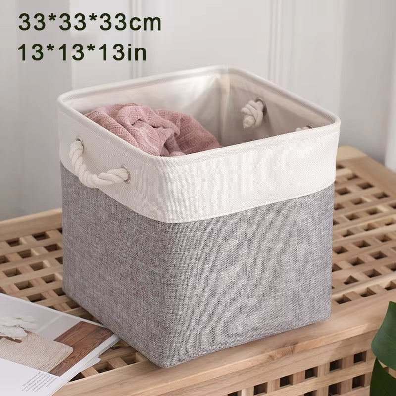 Linen Fabric Storage Basket Large-Capacity Household Finishing Storage Basket Laundry Bag Perfect for Home Storage Organization