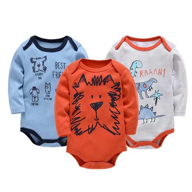 6 PCS 3 PCS Baby Boys Girls Bodysuit Long Sleeve 100% Cotton Baby Clothes 0-12 Months Newborn Body Bebe Jumpsuit Clothing