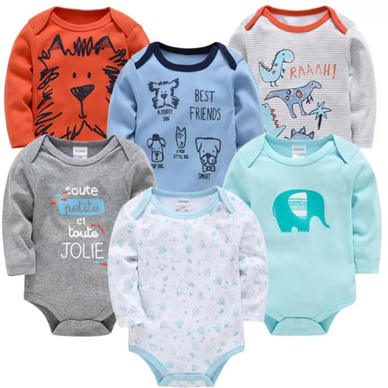 6 PCS 3 PCS Baby Boys Girls Bodysuit Long Sleeve 100% Cotton Baby Clothes 0-12 Months Newborn Body Bebe Jumpsuit Clothing