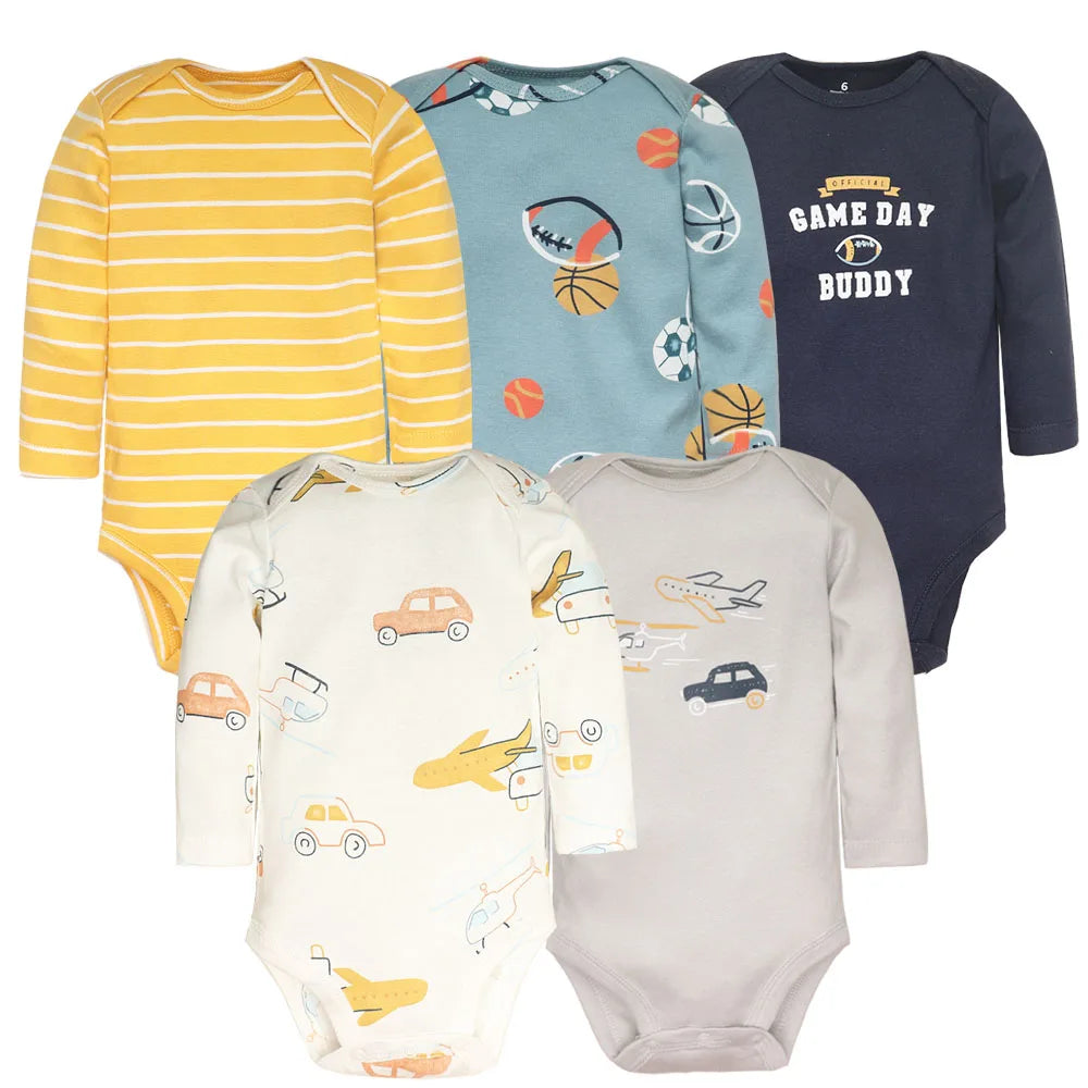 5Pcs/Lot Baby Bodysuits High Quality Uniesx Newborn Baby Clothes 100% Cotton Baby Clothing Set Infant Bebe Baby Boy Girl Clothes