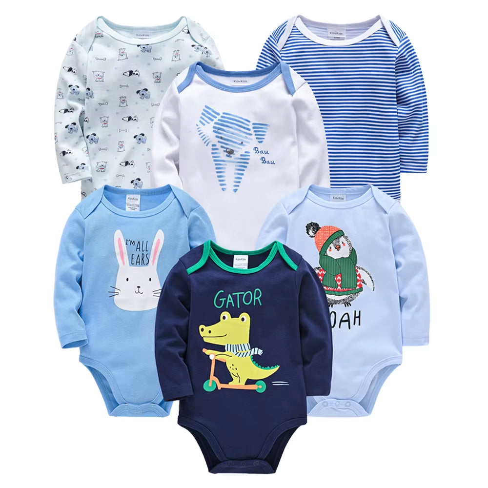 6 PCS 3 PCS Baby Boys Girls Bodysuit Long Sleeve 100% Cotton Baby Clothes 0-12 Months Newborn Body Bebe Jumpsuit Clothing