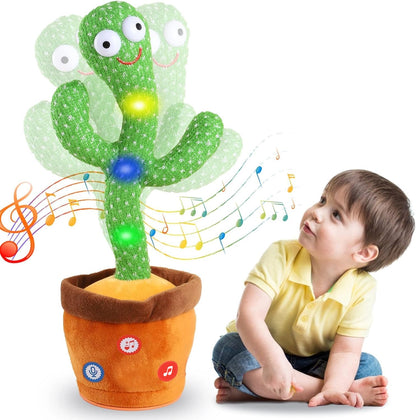 Kids Adjust Volume Dancing Talking Cactus Toys for Baby Boys and Girls Singing Record Repeating What You Say Sunny Cactus Electronic Light Up Plush Toy with 120 English Songs for Home Decor