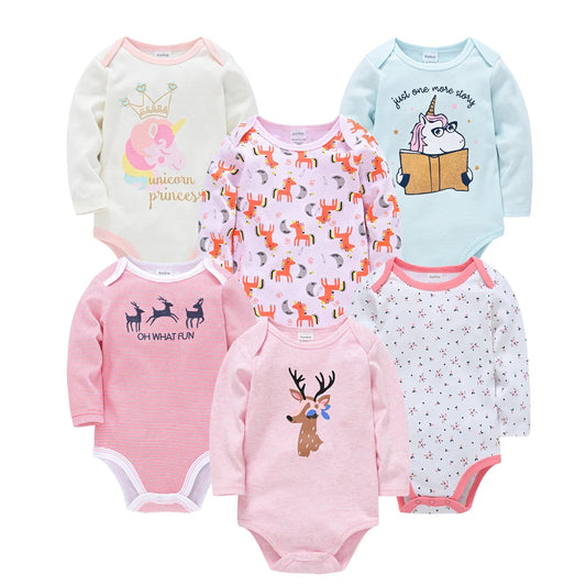 6 PCS 3 PCS  Baby Boys Girls Bodysuit Long Sleeve 100% Cotton Baby Clothes 0-12 Months Newborn Body Bebe Jumpsuit Clothing