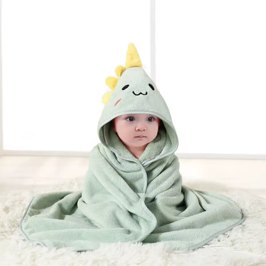 Hot Selling New Cartoon Animal Baby Bath Towel with Hood, Children'S Soft and Fast Absorbent Coral Velvet Baby Bath Towel
