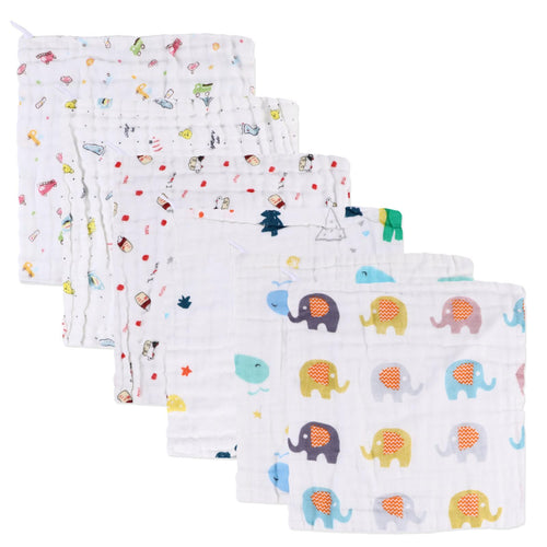 GLEAVI 6pcs Baby Towel Baby Washcloths Muslin Baby Towels for Newborn Baby Bibs Baby Cotton Washcloths Muslin Wash Cloths Face Cloth Towels Kids Pure Cotton Drool Towel Newborn Face Towel