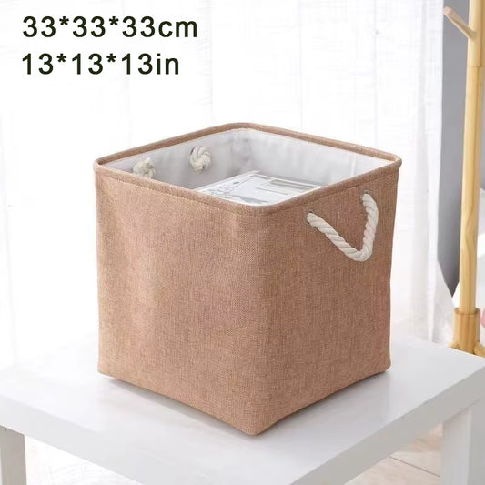 Linen Fabric Storage Basket Large-Capacity Household Finishing Storage Basket Laundry Bag Perfect for Home Storage Organization