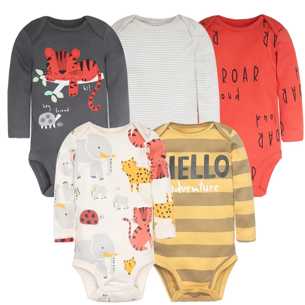 5Pcs/Lot Baby Bodysuits High Quality Uniesx Newborn Baby Clothes 100% Cotton Baby Clothing Set Infant Bebe Baby Boy Girl Clothes