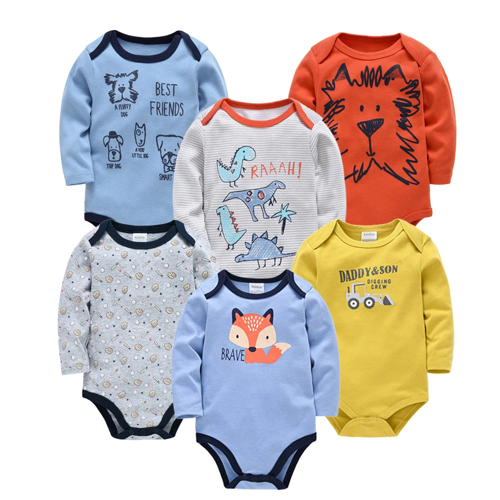 6 PCS 3 PCS  Baby Boys Girls Bodysuit Long Sleeve 100% Cotton Baby Clothes 0-12 Months Newborn Body Bebe Jumpsuit Clothing