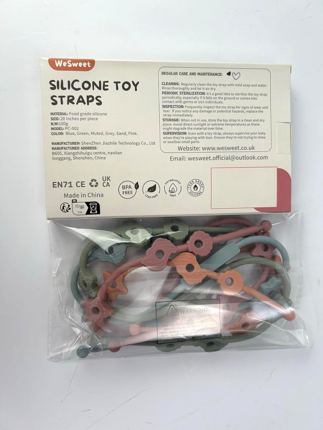 Toy Straps for Baby - BPA Free Silicone Pacifier Clips - Adjustable Straps for Strollers/High Chair/Cribs/Hanging Baskets/Car Seat/Shopping Trolley (Only Clips)