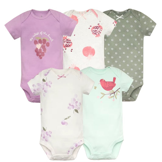 New Cartoon Baby Boys Girls Bodysuit 3-5PCS Short Sleeve 100% Cotton Baby Clothes 0-24Months Newborn Body Bebe Jumpsuit Clothing